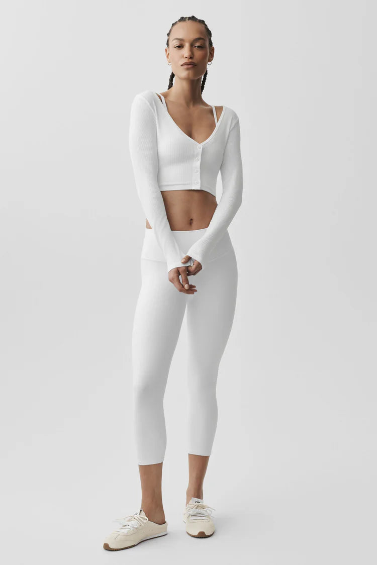 Ribbed Cropped Whisper Cardigan
