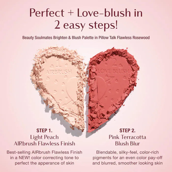 Pillow Talk Beauty Soulmates Airbrush Flawless Finish Brightening and Blush Powder Palette