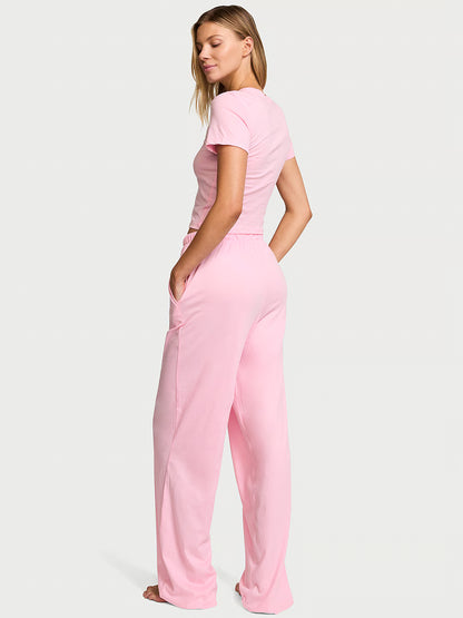 100% Cotton Tee Long Pajama Set
