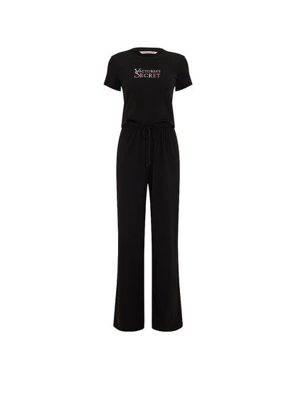 100% Cotton Tee Long Pajama Set
