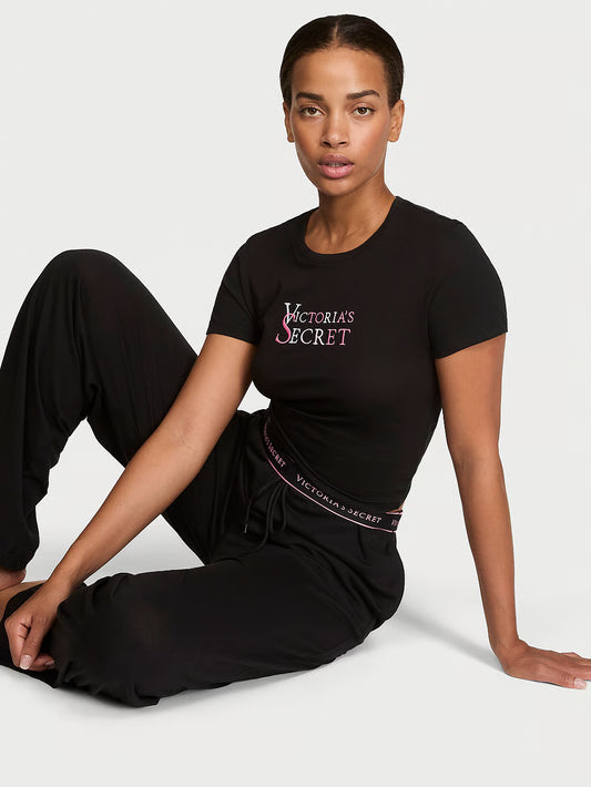 100% Cotton Tee Long Pajama Set