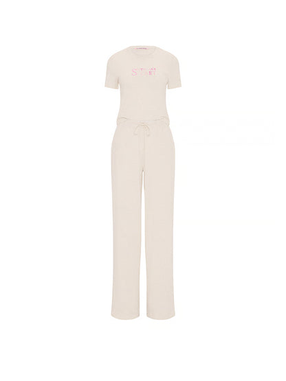 100% Cotton Tee Long Pajama Set