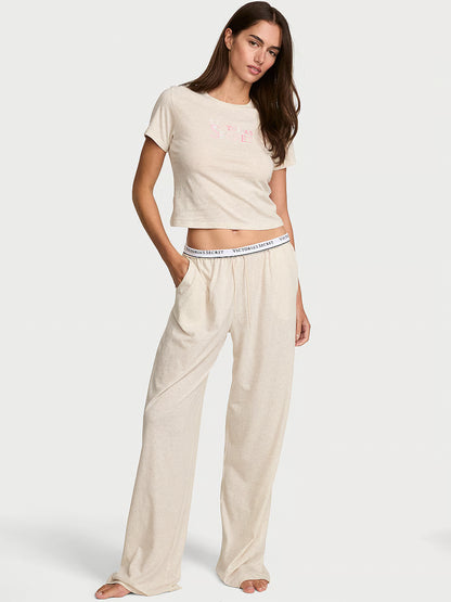 100% Cotton Tee Long Pajama Set