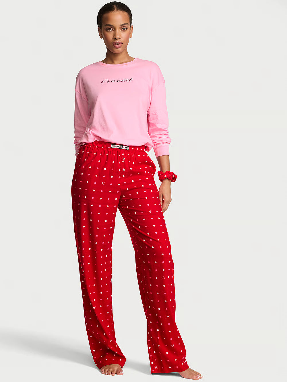 CozyFlannel™ Long Tee-Jama & Scrunchie Set