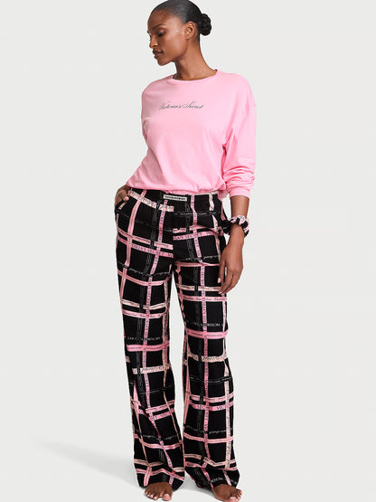 CozyFlannel™ Long Tee-Jama & Scrunchie Set