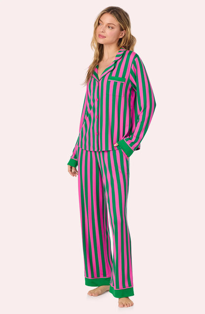 Collette Knit Pj Set In Fuchsia And Fern