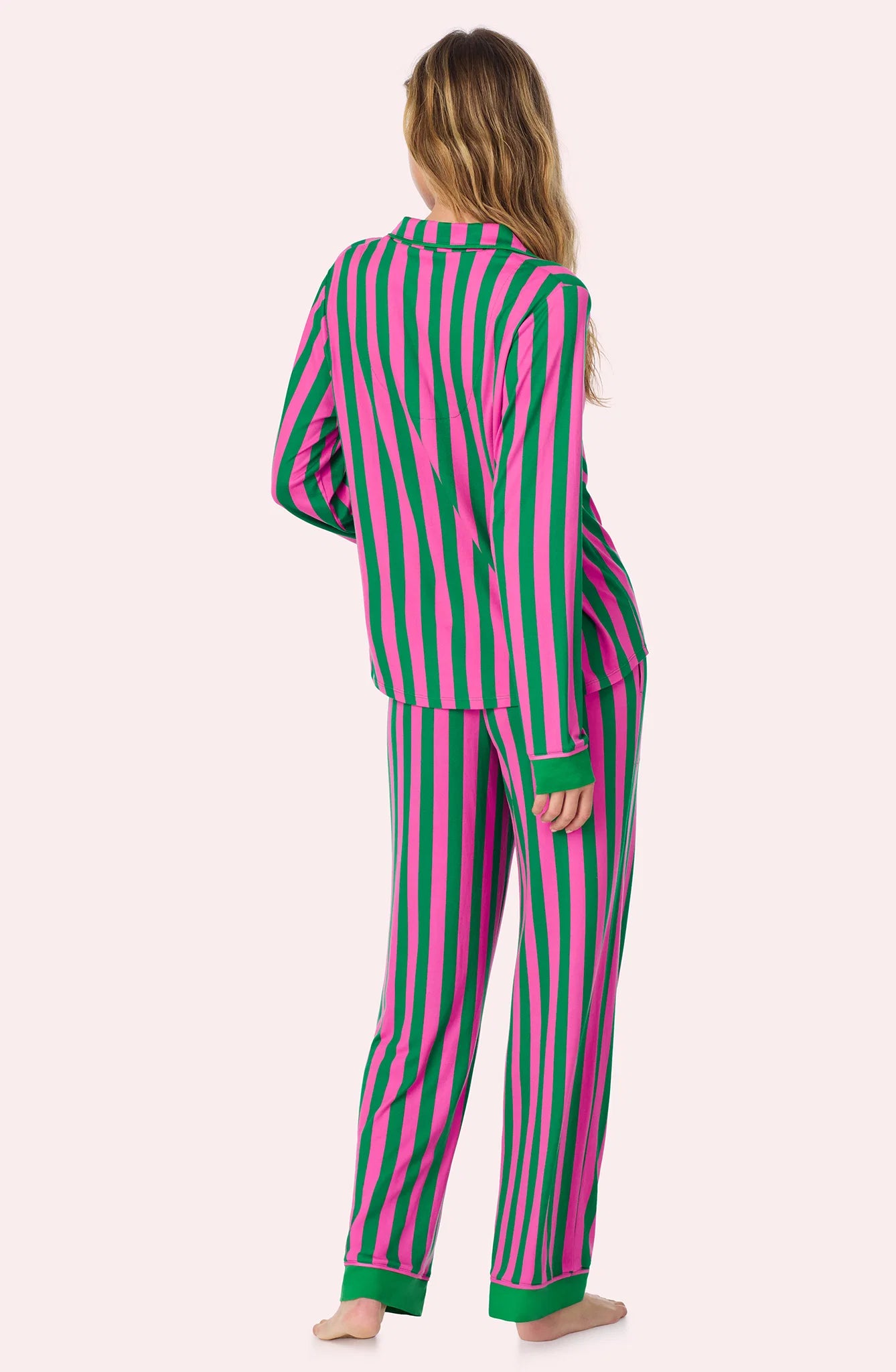 Collette Knit Pj Set In Fuchsia And Fern