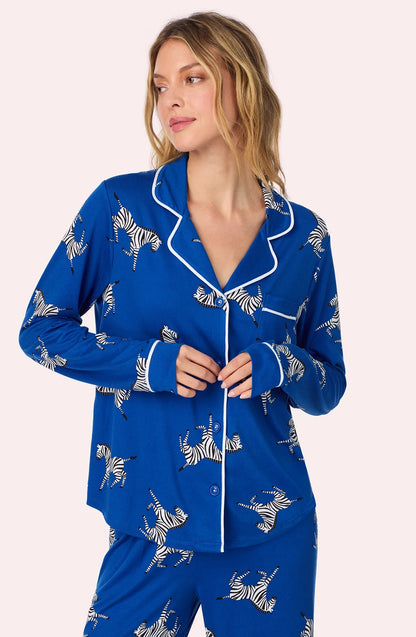 Collette Knit Pj Set In Cobalt Zebra