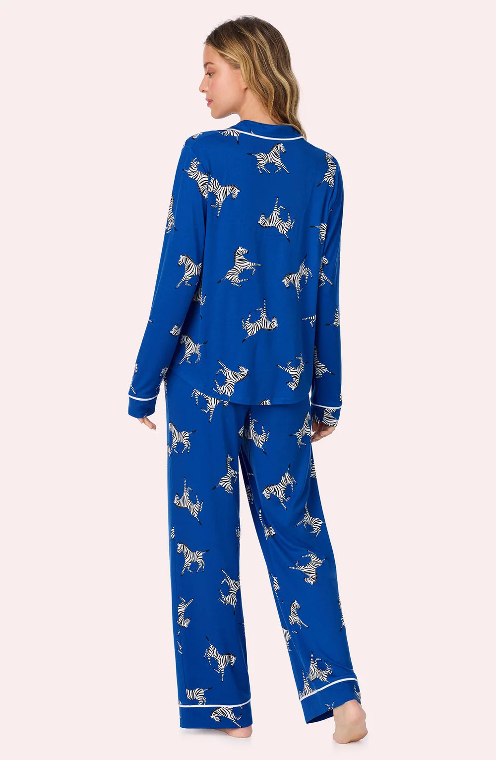 Collette Knit Pj Set In Cobalt Zebra
