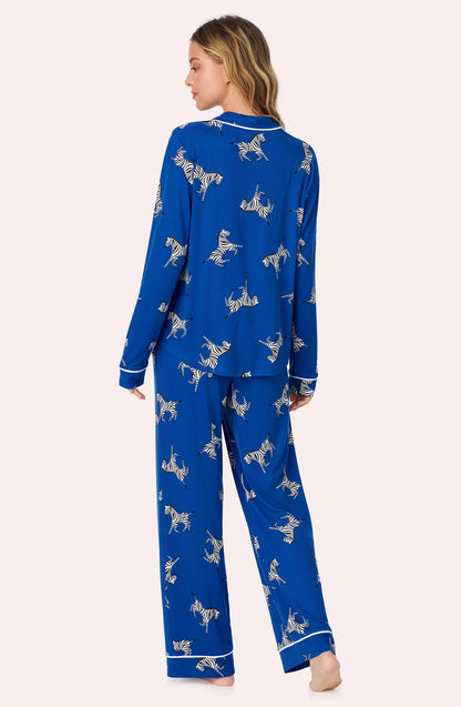 Collette Knit Pj Set In Cobalt Zebra