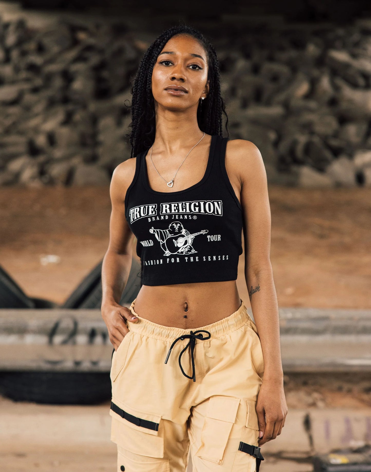True Religion Logo Crop Top