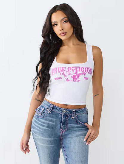 True Religion Logo Crop Top