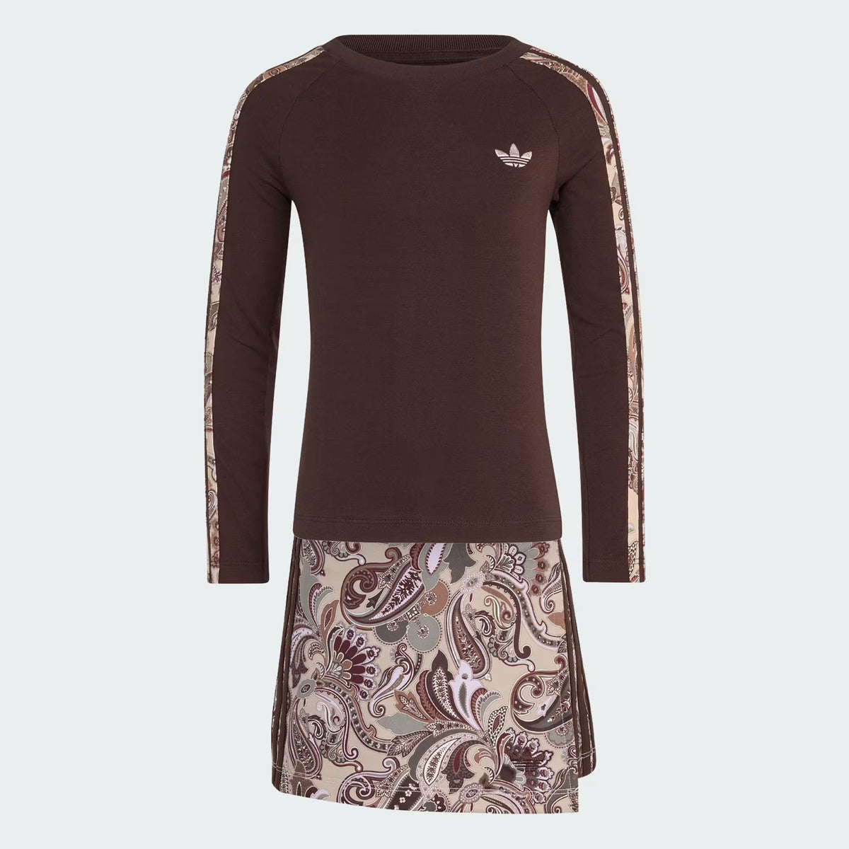 LIBERTY LONDON SLIM CROP 3-STRIPES LONG SLEEVE TOP/REGULAR WRAP SKORT SET