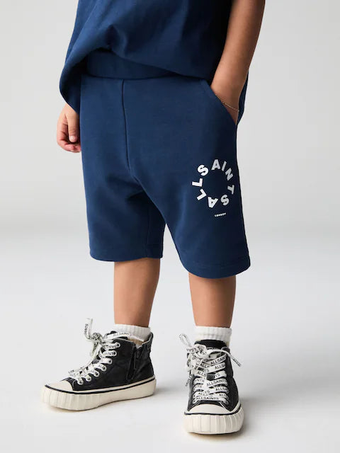 Navy Younger Boys Tierra 100% Cotton T-Shirt and Sweat Shorts Set