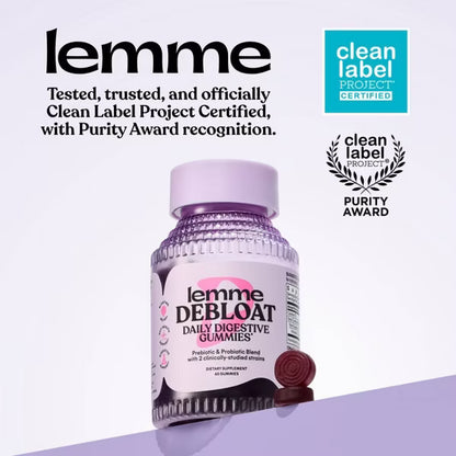 Lemme Debloat Pre + Probiotic Gummies - Bloat Support & Digestion - Blackberry Flavor