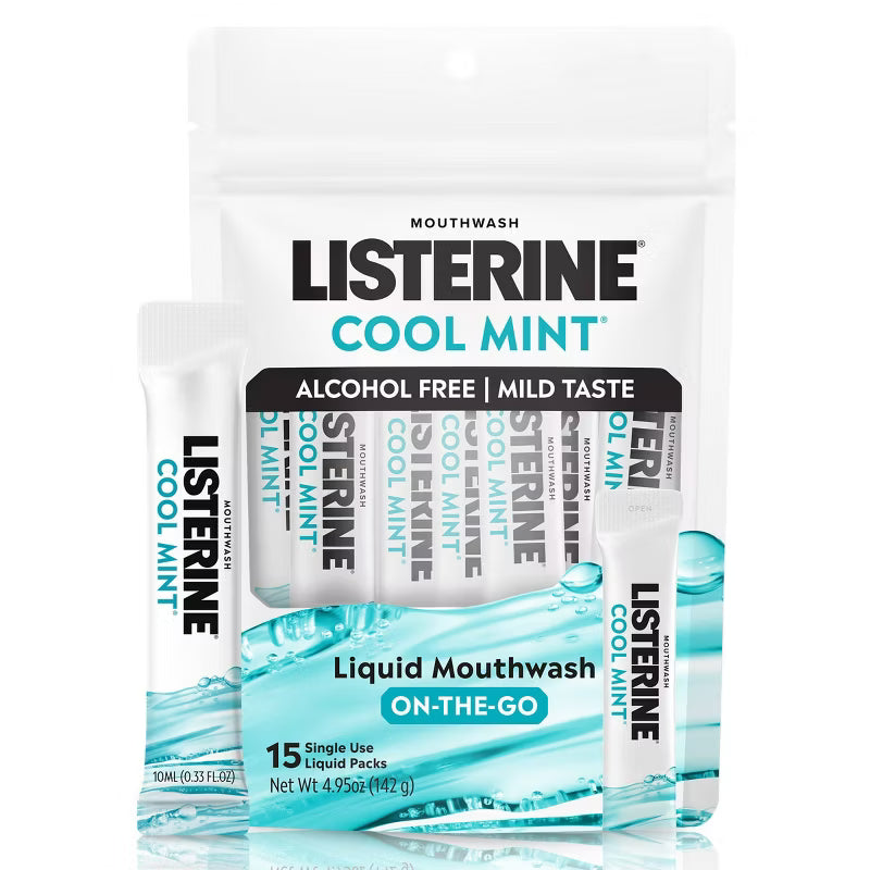 On-The-Go Alcohol-Free Cool Mint Mouthwash Packets