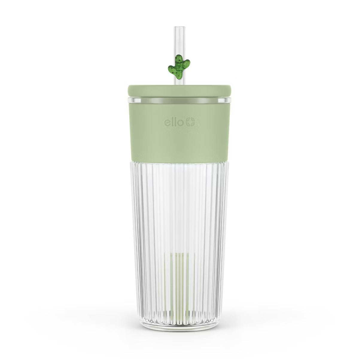 24oz Charmed Cactus Glass Straw Tumbler Green