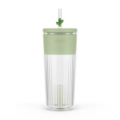 24oz Charmed Cactus Glass Straw Tumbler Green