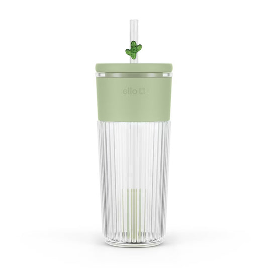 24oz Charmed Cactus Glass Straw Tumbler Green
