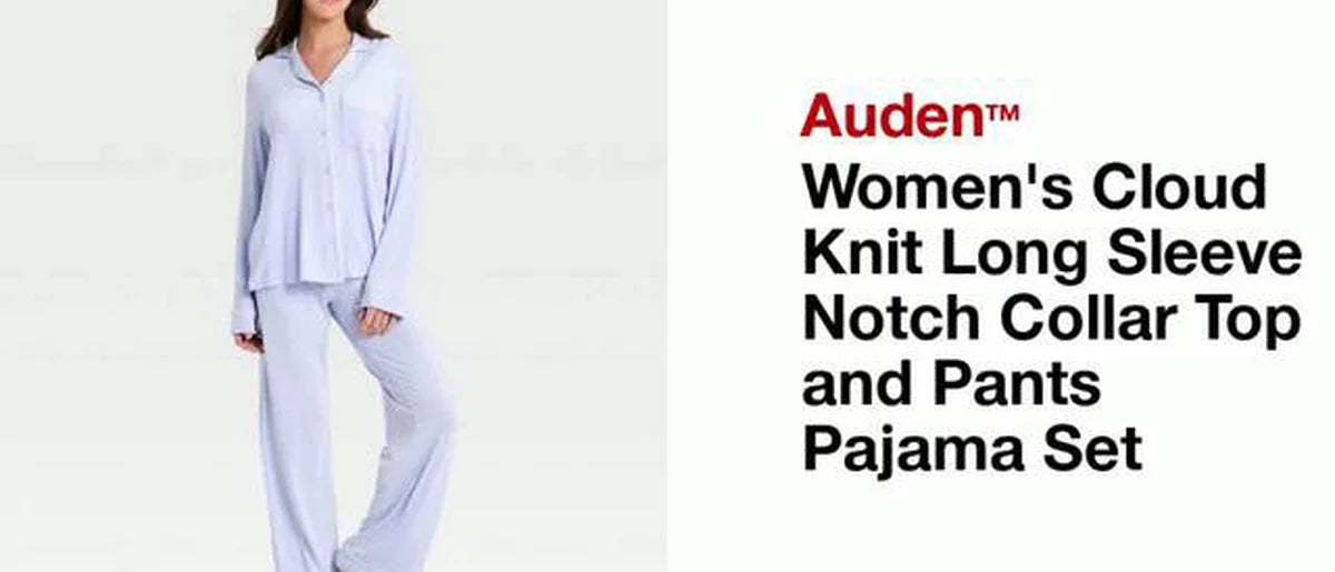 Women's Cloud Knit Long Sleeve Notch Collar Top and Pants Pajama Set