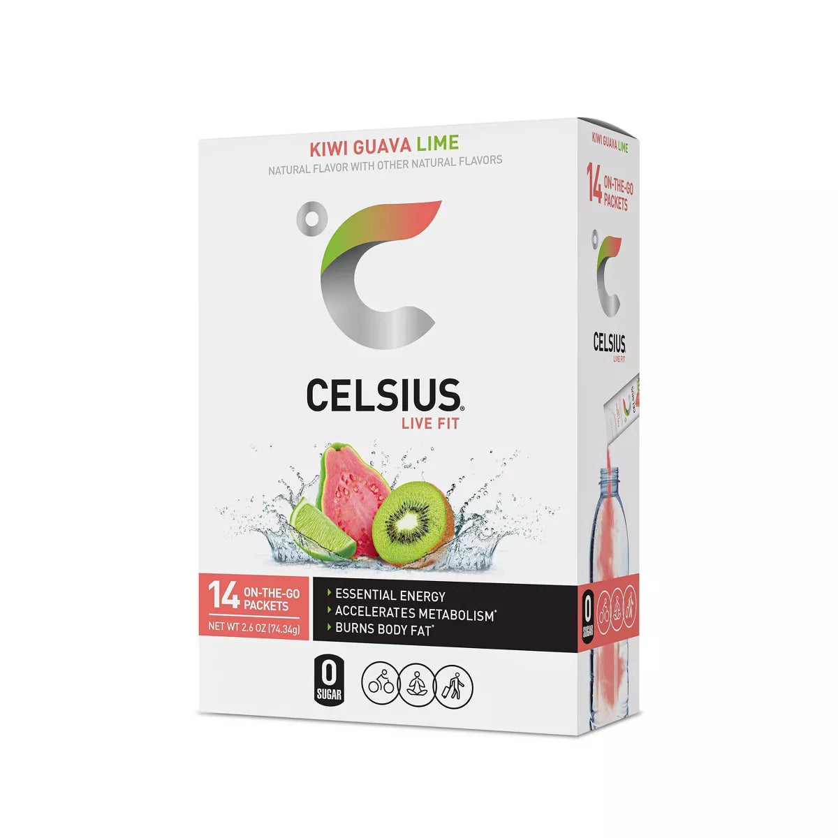 On The Go Powder Sticks Kiwi Guava Lime Essential Energy