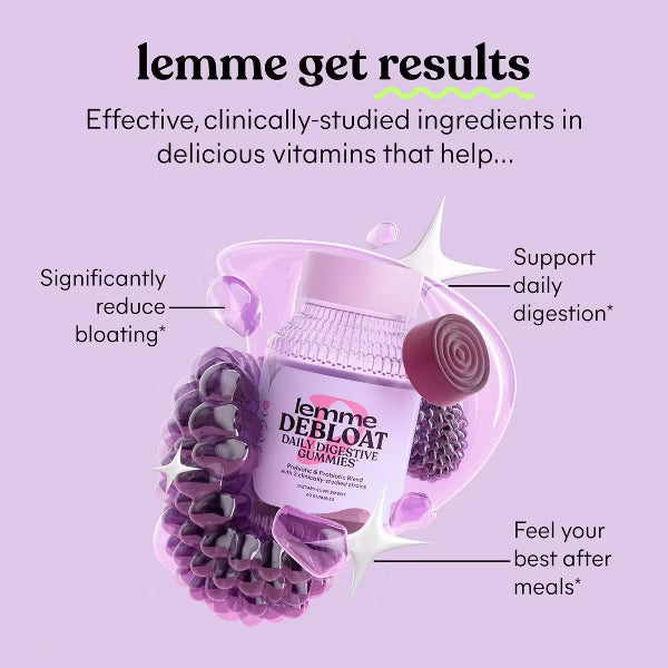 Lemme Debloat Pre + Probiotic Gummies - Bloat Support & Digestion - Blackberry Flavor