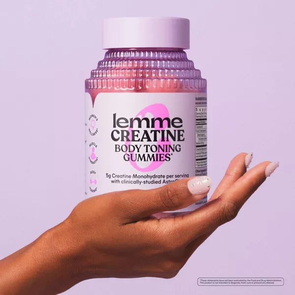 Lemme Creatine Monohydrate Gummies for Women - Vegan & Gluten-Free - Sour Strawberry Flavored - 60ct