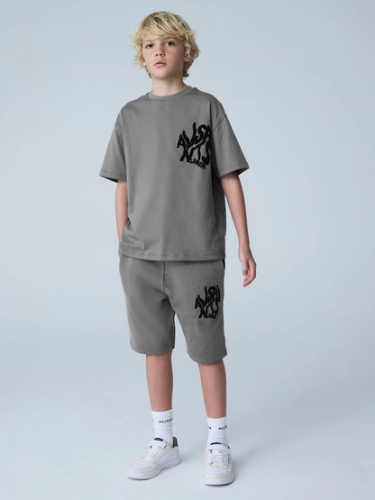 Charcoal Grey/Flocked Orlando T-Shirt and Sweat Shorts Set