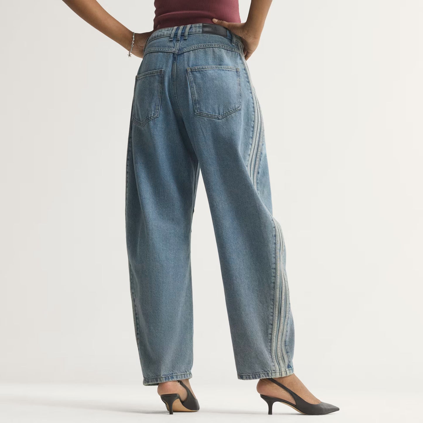 HIGH RISE BARREL LEG DENIM PANT