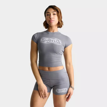 Luz Rhinestone Cap-Sleeve Fitted T-Shirt
