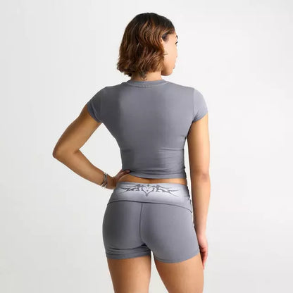 Luz Rhinestone Cap-Sleeve Fitted T-Shirt