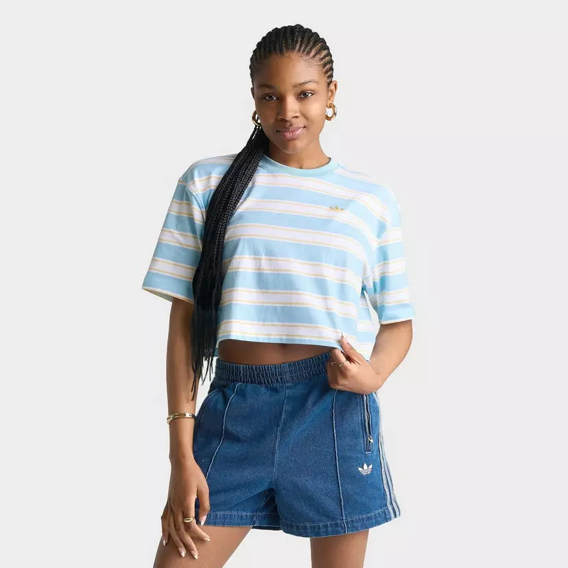 Striped Oversized Cropped T-Shirt