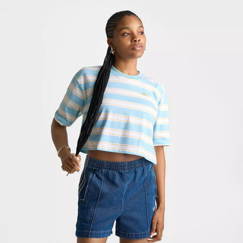 Striped Oversized Cropped T-Shirt
