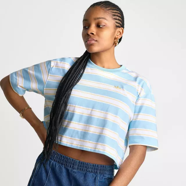 Striped Oversized Cropped T-Shirt