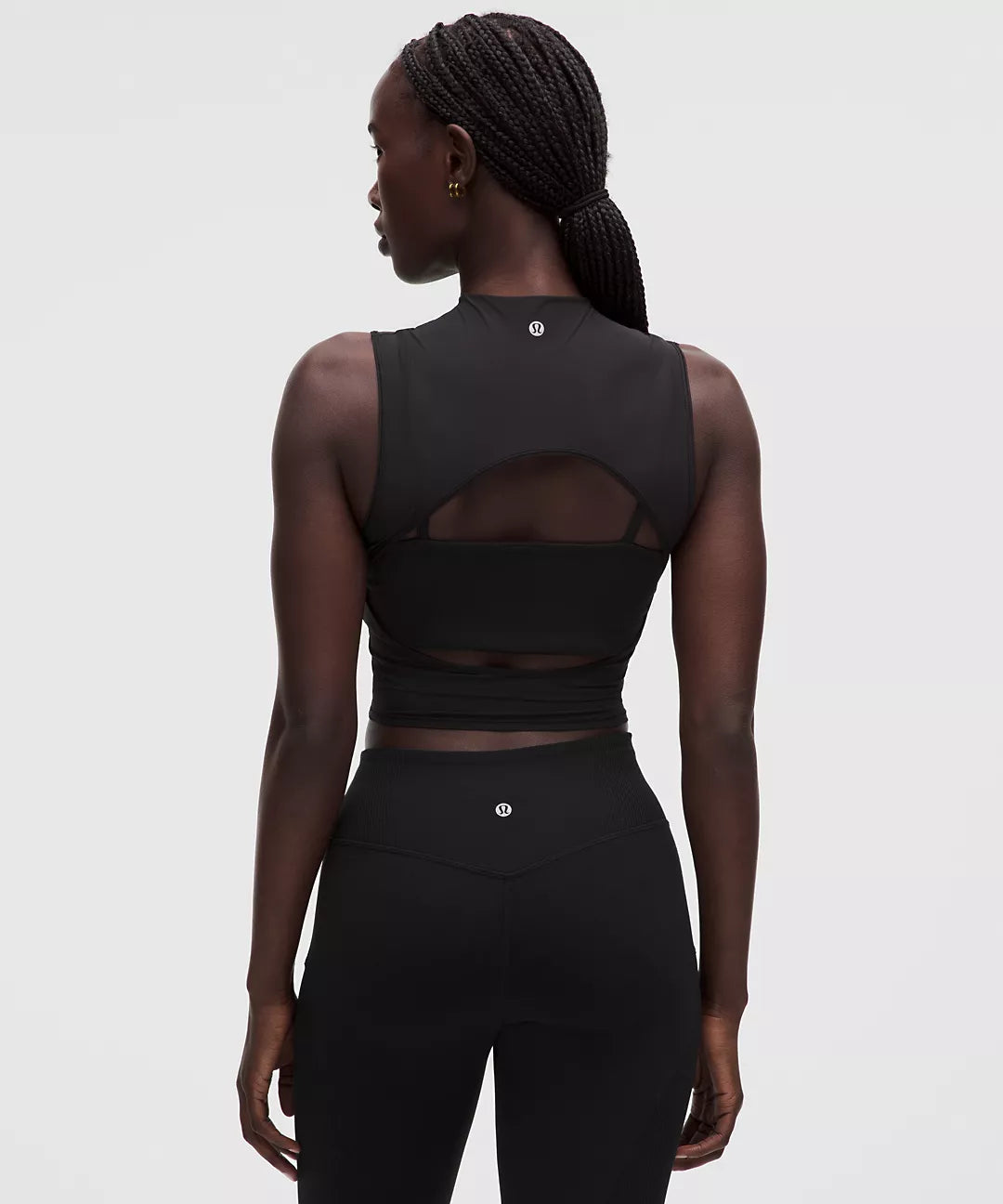 Nulu and Mesh-Overlay Cropped Studio Tank Top