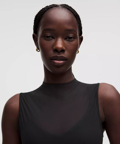 Nulu and Mesh-Overlay Cropped Studio Tank Top