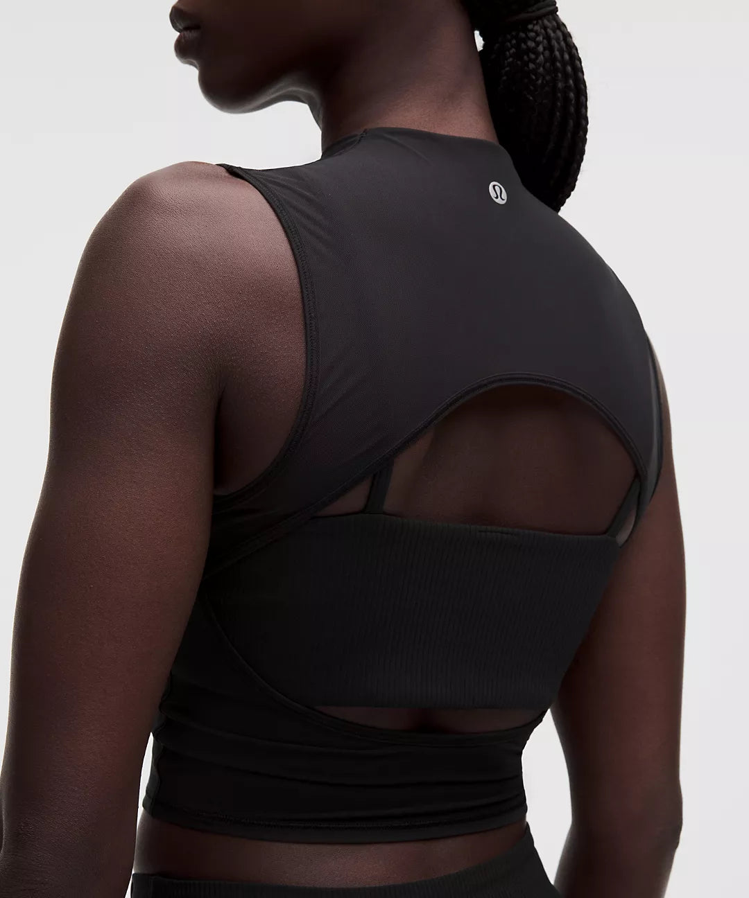 Nulu and Mesh-Overlay Cropped Studio Tank Top