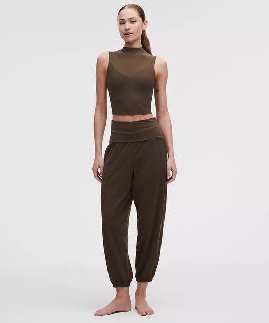 Nulu and Mesh-Overlay Cropped Studio Tank Top