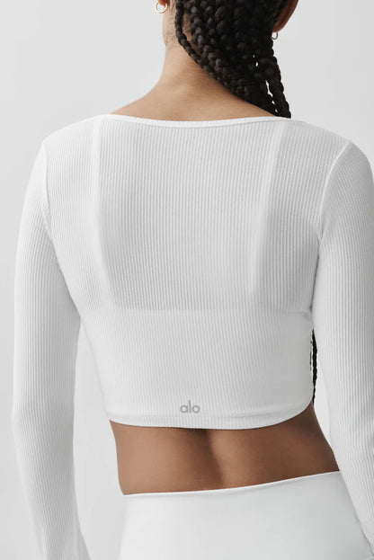 Ribbed Cropped Whisper Cardigan