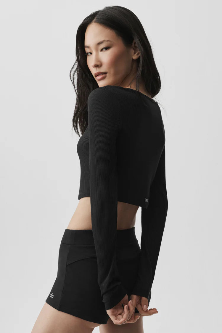 Ribbed Cropped Whisper Cardigan