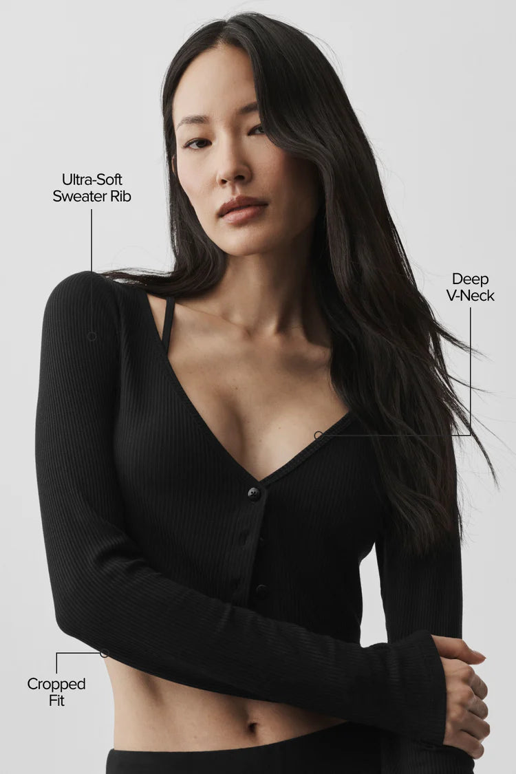 Ribbed Cropped Whisper Cardigan