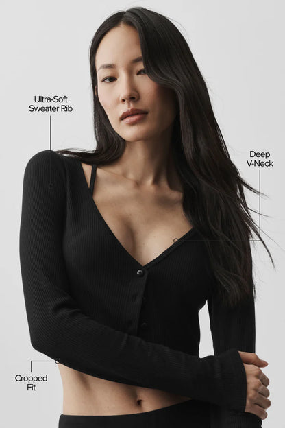 Ribbed Cropped Whisper Cardigan