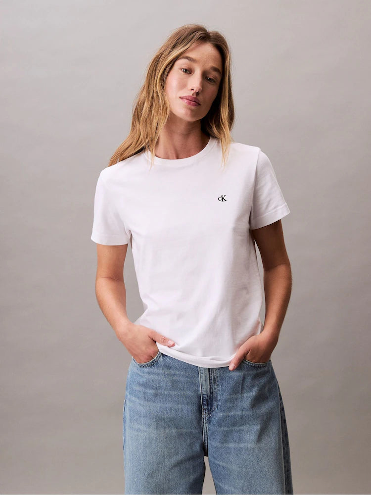 White Monogram Logo Relaxed T-Shirt