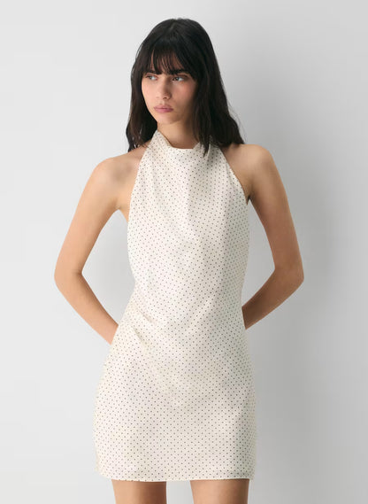 Audience Satin Mini Halter Dress