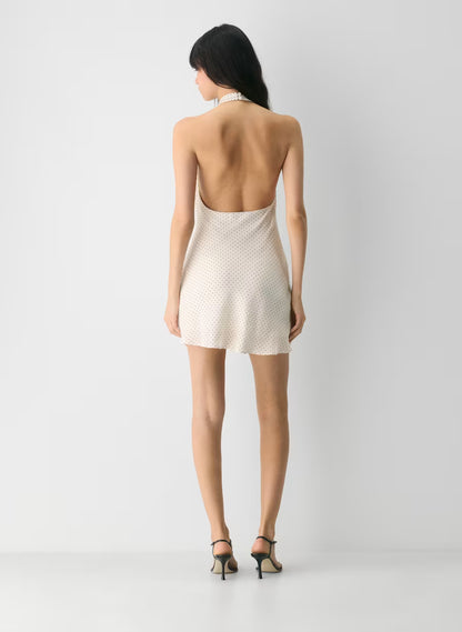 Audience Satin Mini Halter Dress