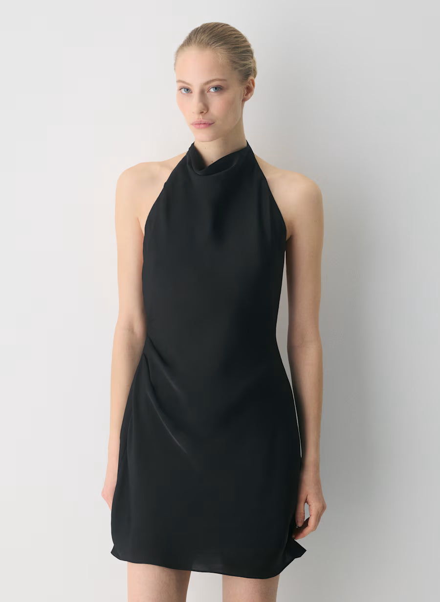 Audience Satin Mini Halter Dress