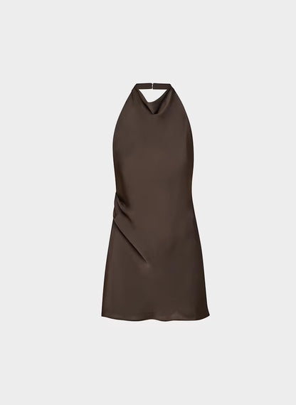 Audience Satin Mini Halter Dress