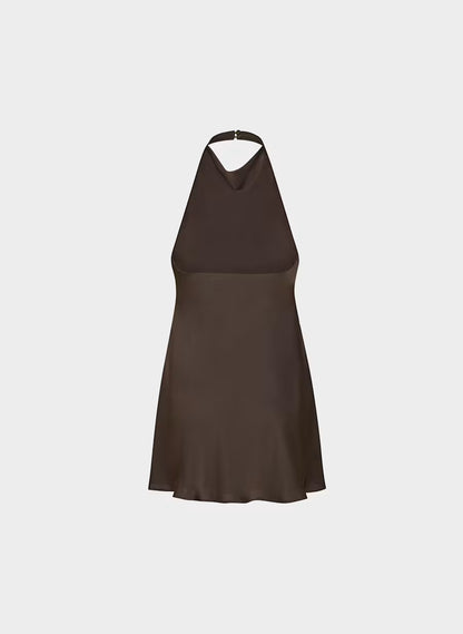 Audience Satin Mini Halter Dress