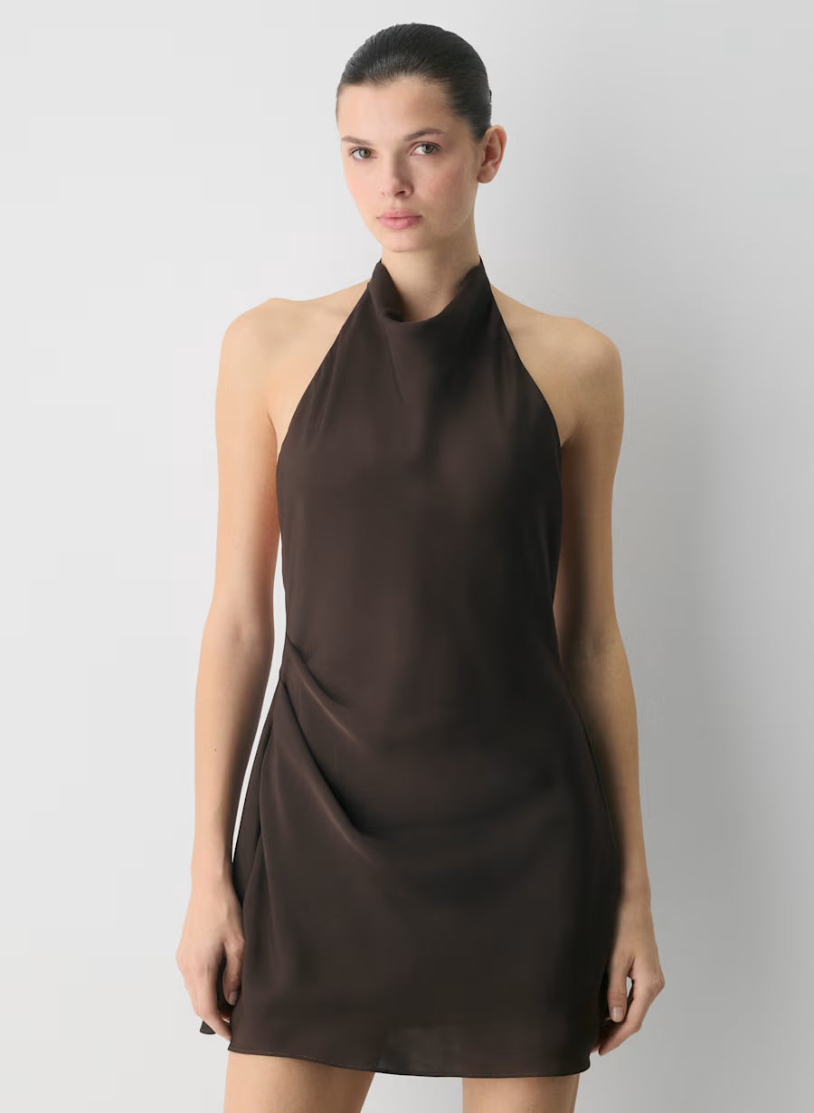 Audience Satin Mini Halter Dress