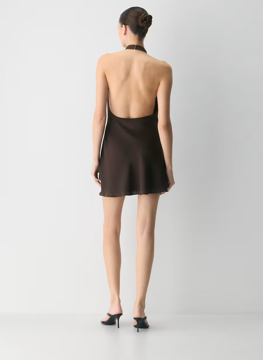 Audience Satin Mini Halter Dress
